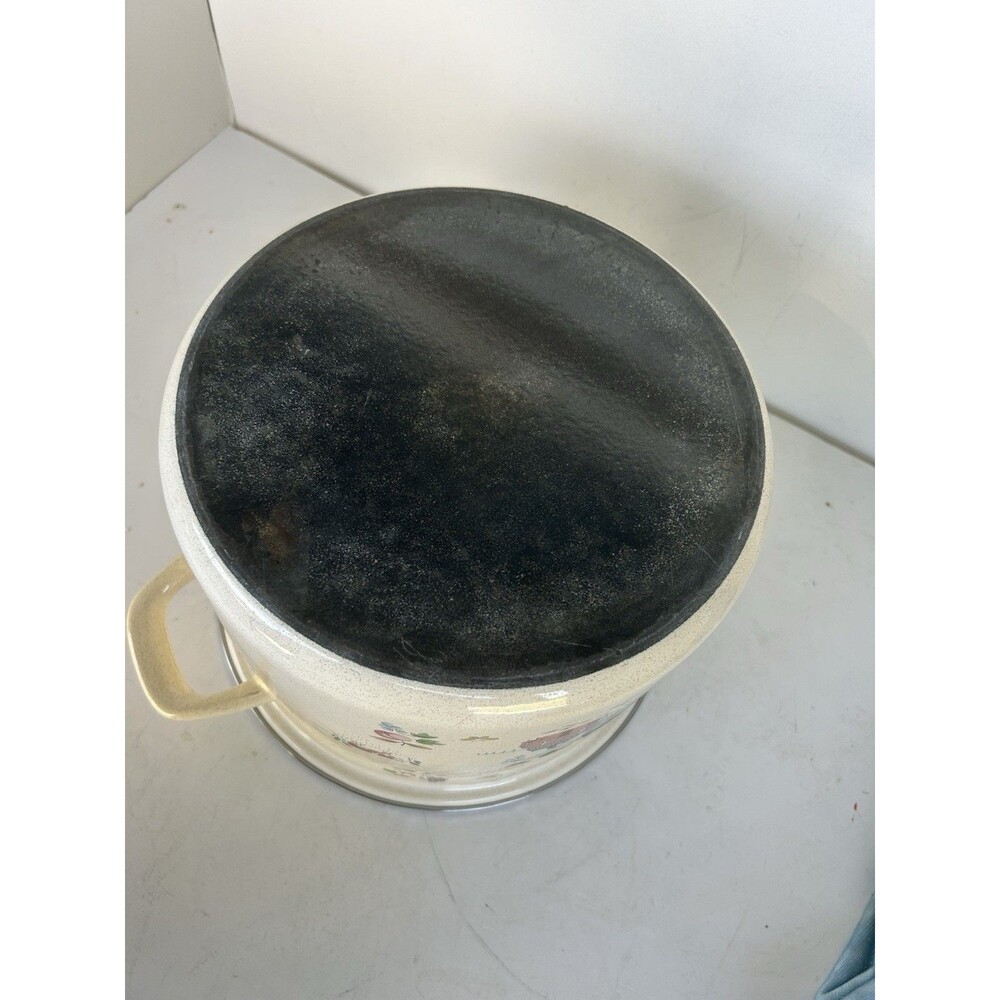 Vintage International China Heartland Enamelware 8 Qt Stock Pot Lid Brass Knob - Picture 7 of 11